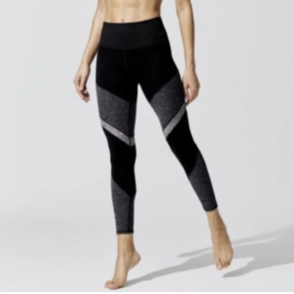 ALO Yoga 7/8 High-Waist AloSoft Sheila Legging Black Gray High Rise Stripe Sz XS